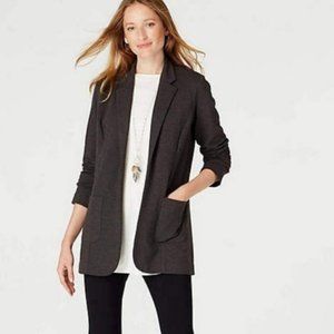 J. Jill Ponte Knit Blazer w/ Pockets Grey boyfriend Size L Large